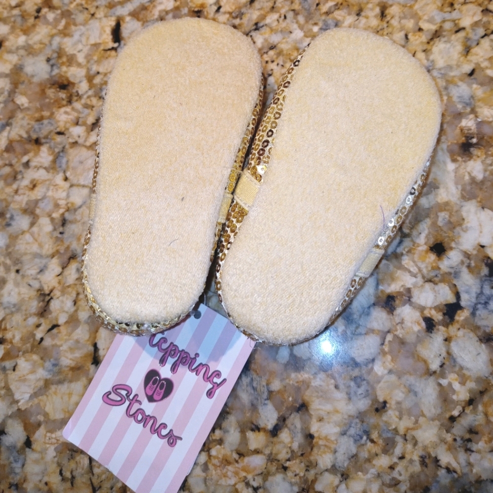Golden Rose Sequins Baby Flats Size 4C - Picture 6 of 9